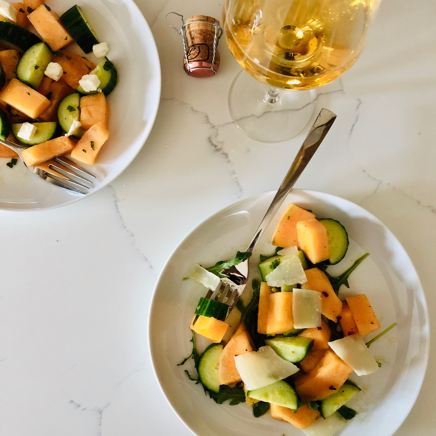 summer melon salad with white wine pairing