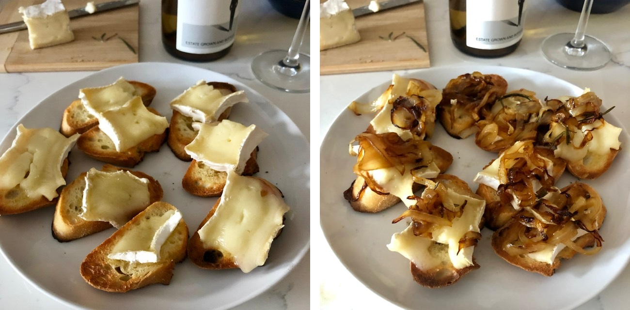 melted brie and caramlized onions