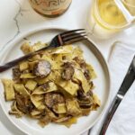 vegetarian mushroom stroganoff with orange wine