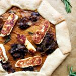 savory pumpkin galette with halloumi