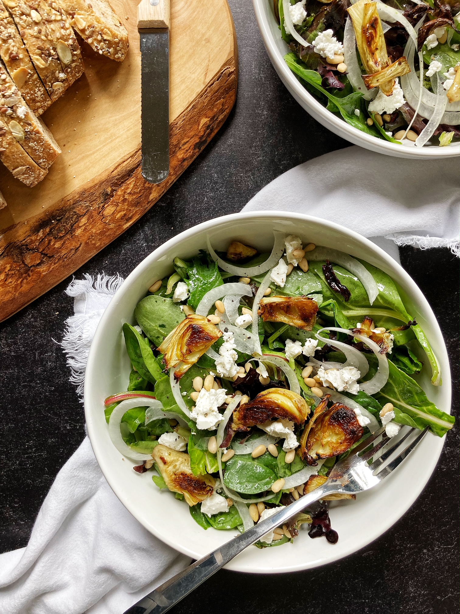 roasted artichoke and goat cheese salad