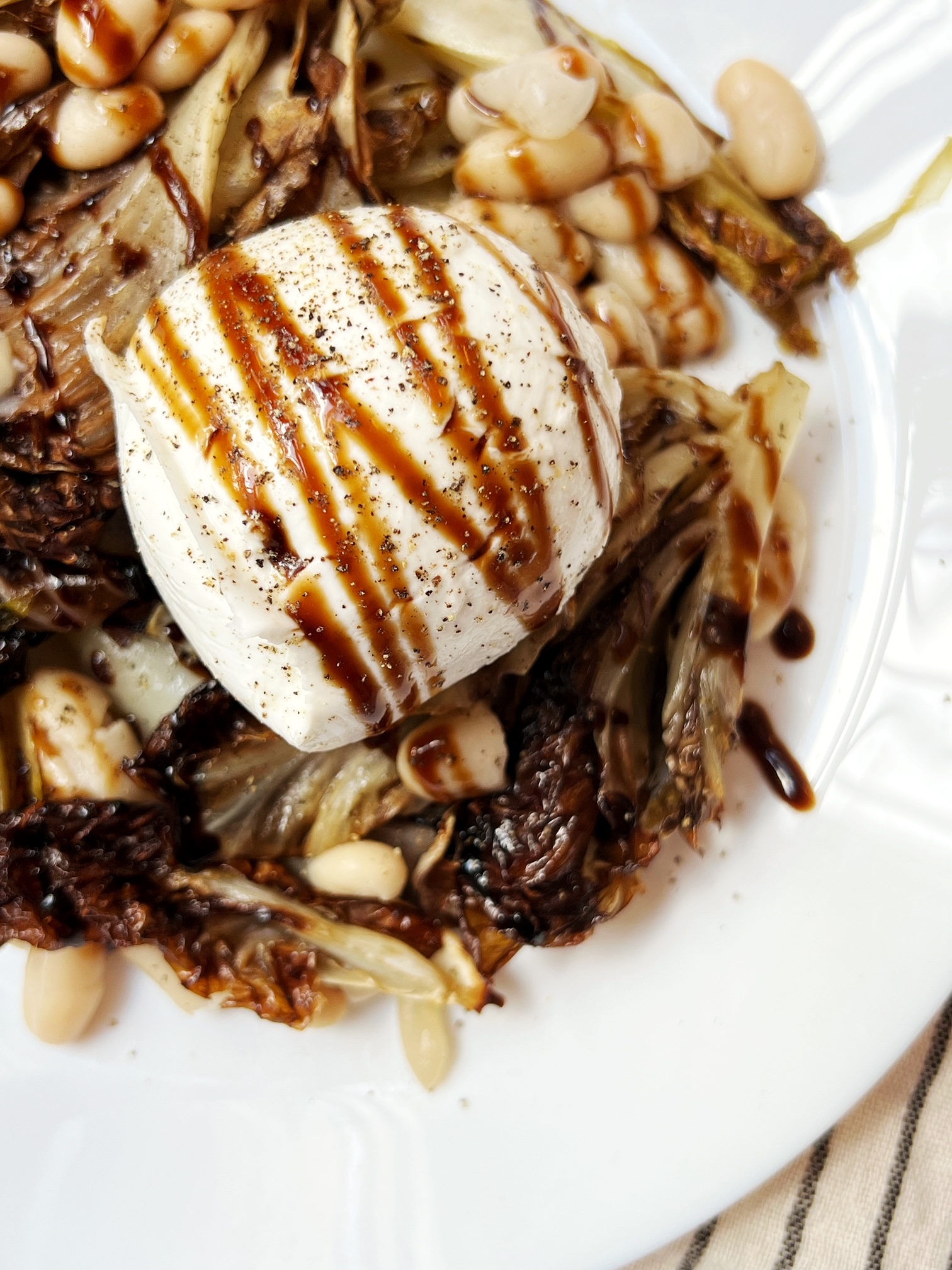 endive radicchio and cannellini bean salad with mozzarella
