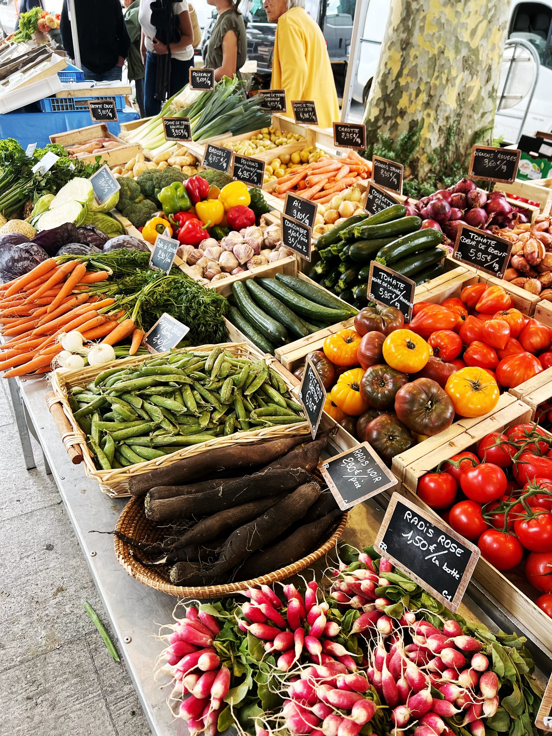 Produce at a French farmer's market in Saintes